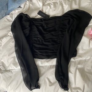 Ruffle Crop Long Sleeve
